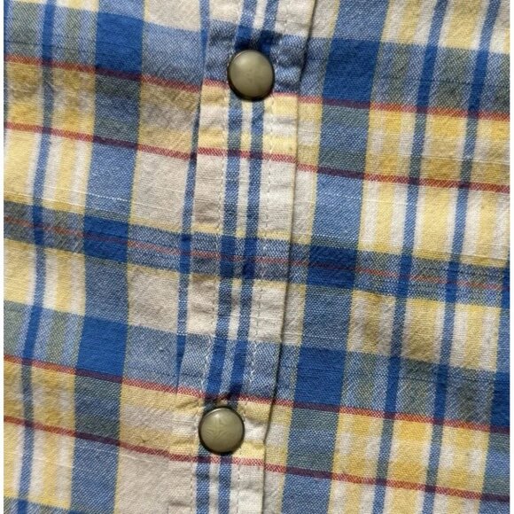 VTG Lucky Brand Genuine Western Snap Up Shirt Men's Size XXL SS Blue Plaid - Picture 10 of 14